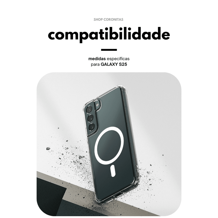 Capa Magnética Magsafe Preta para Samsung Galaxy S25 + Película 5D - Shop Coronitas