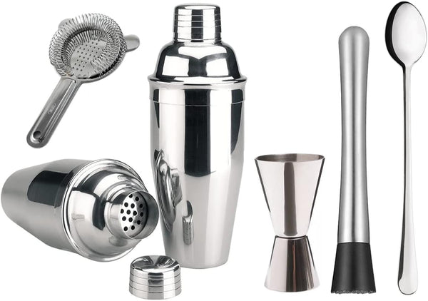 Kit Caipirinha Barman Profissional Coqueteleira 500ml 5 Peças Inox