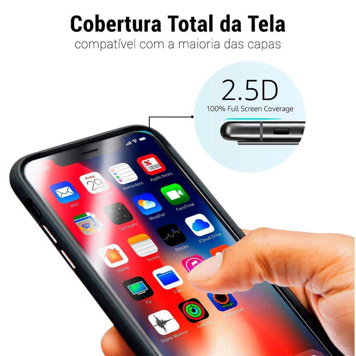 Kit Película 3D Vidro Temperado + Película Hidrogel Traseira para iPhone - Shop Coronitas