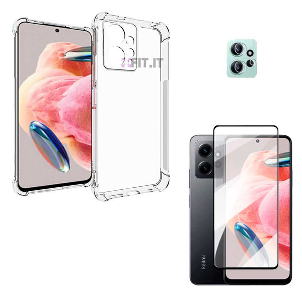 Kit Capa Anti Impacto para Xiaomi Redmi Note 12 4G + Película 5D 9H Cerâmica + Película de Câmera