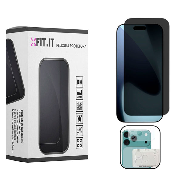 Kit Película Privacidade iPhone 17 + Película Proteção Câmera Hidrogel