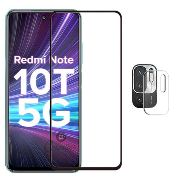 Kit Película 3D Vidro Temperado para Xiaomi Redmi Note 10T + Película de Câmera