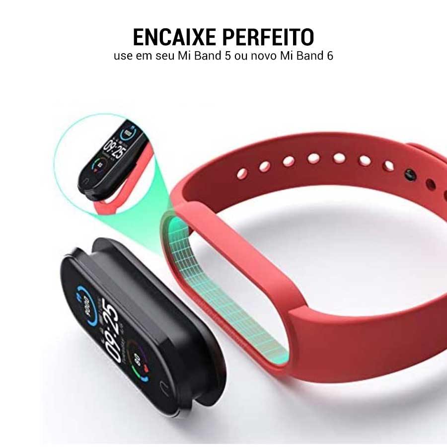 Kit Pulseira Silicone compatível Xiaomi Mi Band 6 + Película de Gel Silicone - Shop Coronitas